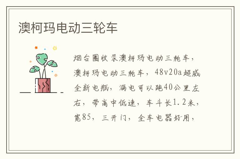 澳柯瑪電動三輪車