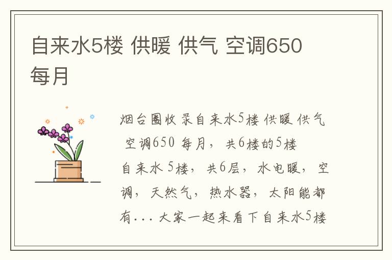 自來(lái)水5樓 供暖 供氣 空調(diào)650 每月